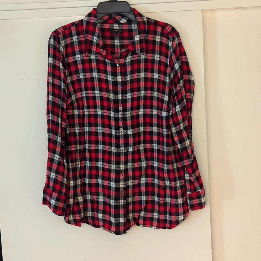 Plaid light flannel w/ some sparkle button down